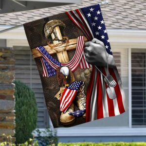US Veteran Jesus Cross American Patriot Memorial House Flag